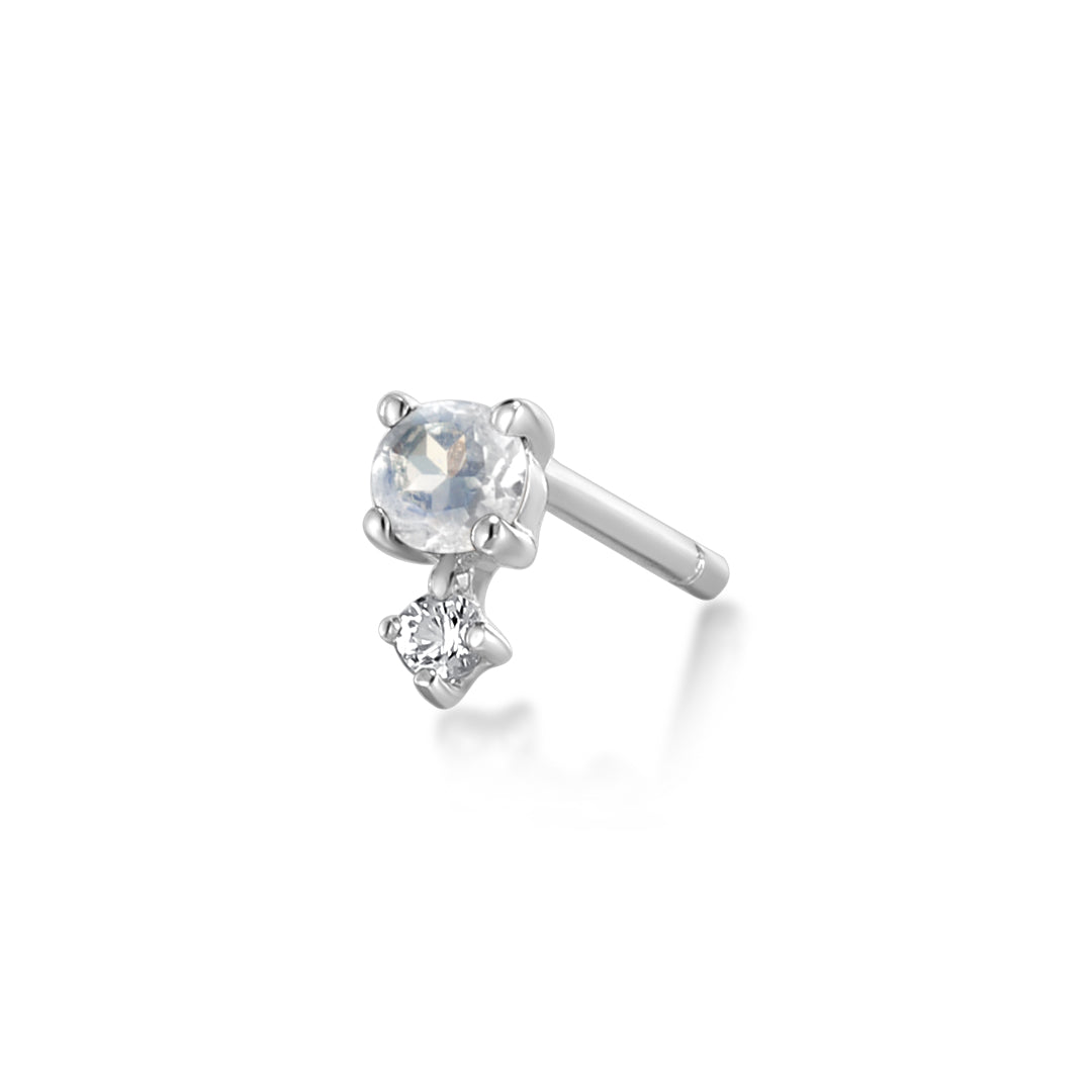 March Birthstone | Aquamarine and White Sapphire Stud Earring