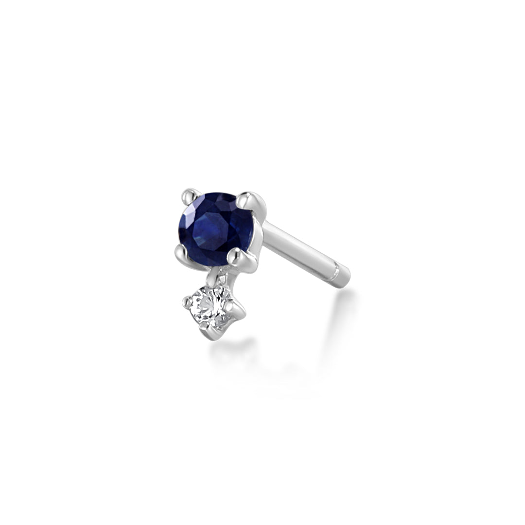 September Birthstone | Blue and White Sapphire Stud Earring
