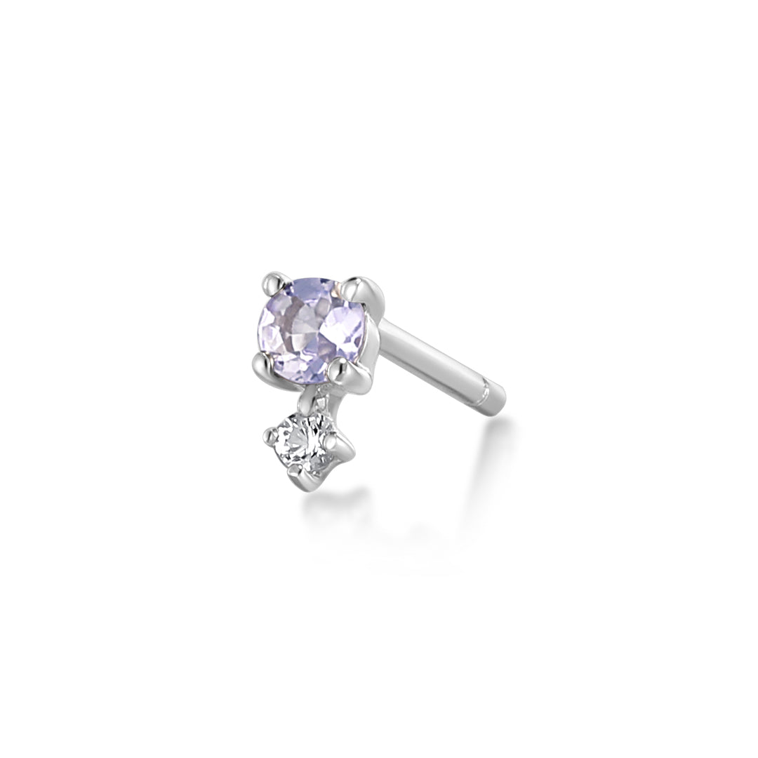 December Birthstone | Tanzanite and White Sapphire Stud Earring