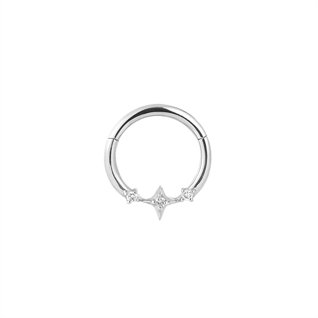 ASTRA | Wishing Star Single Huggie Hoop Earrings AURELIE GI White Gold Single