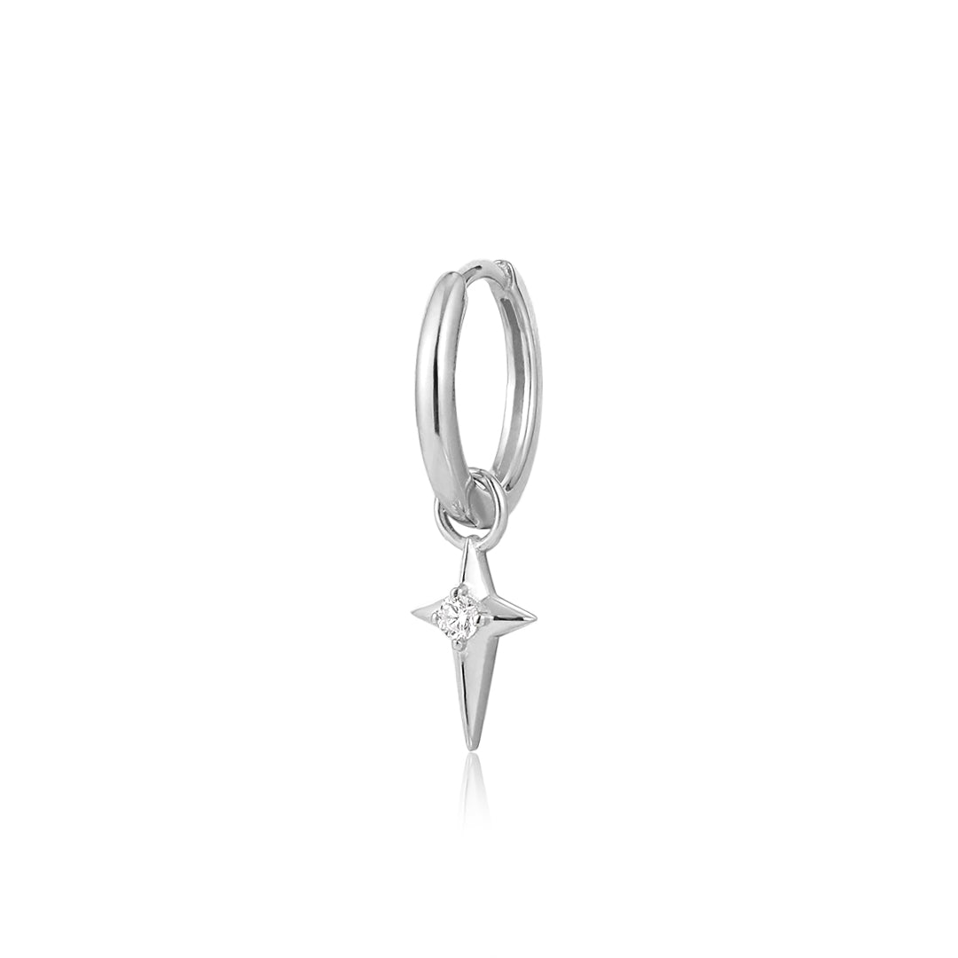 CARINA | Single Star Huggie Hoop Earring Earrings AURELIE GI White Gold Single