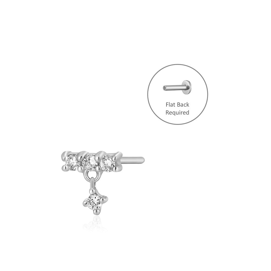 DIANA | Dangling Diamond Threadless Flatback Earring