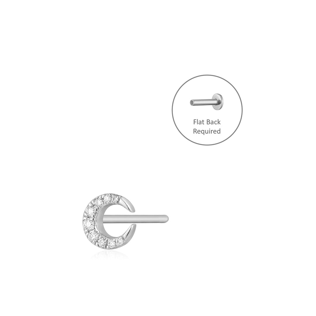 SELENE | Diamond Crescent Moon Threadless Flatback Earring