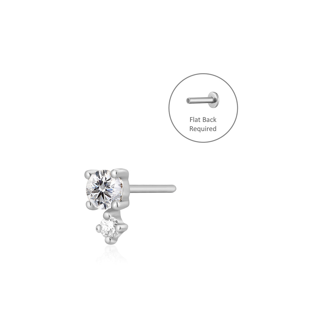 April Birthstone | Diamond Threadless Flatback Earring