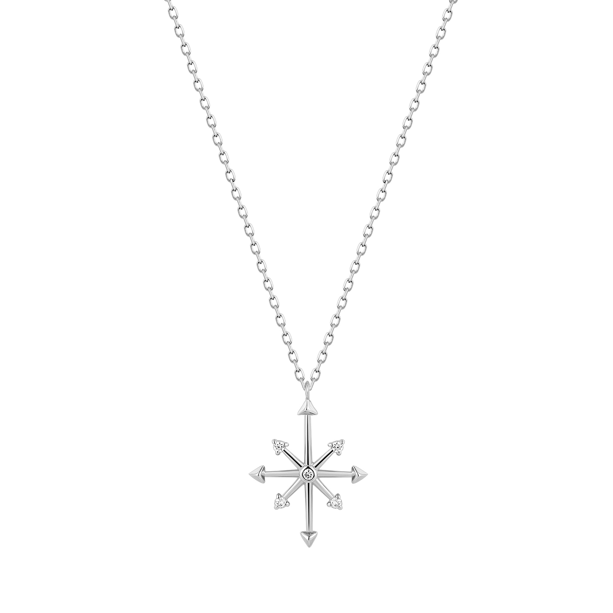 CANDIE | Diamond Octagram Star Necklace Necklaces AURELIE GI White Gold