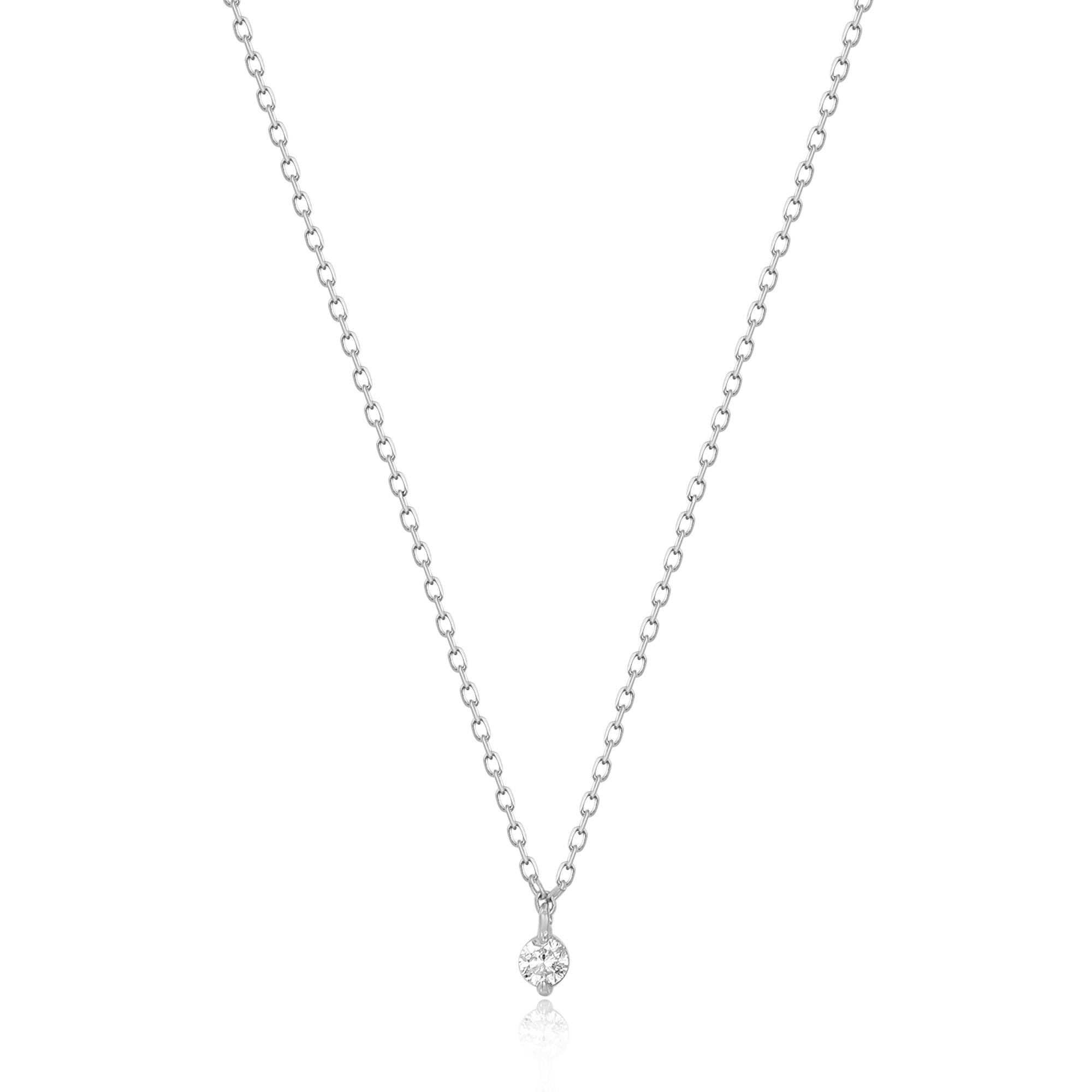 ESME | Floating Diamond Solitaire Necklace Necklaces AURELIE GI White Gold