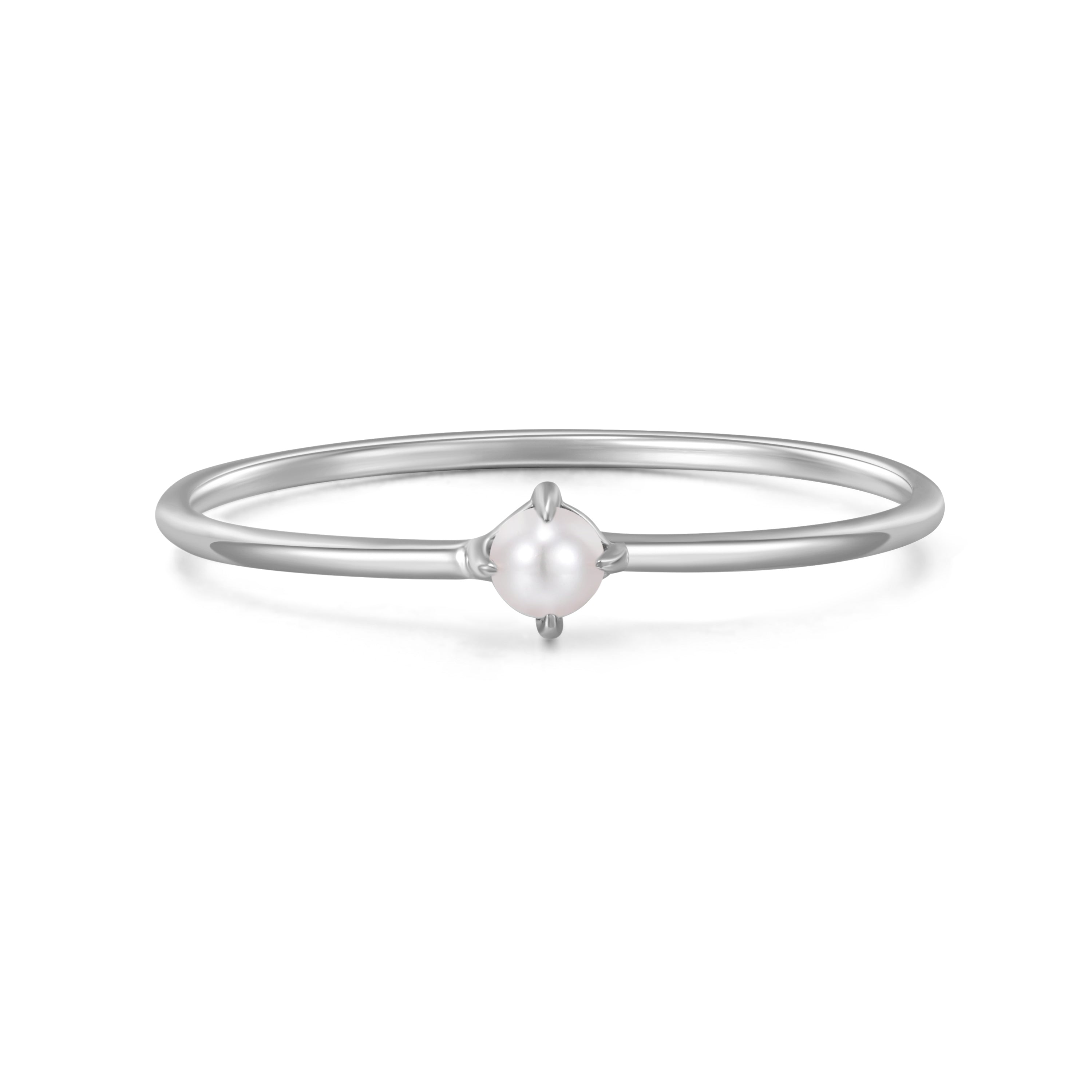 FANTASIA | White Pearl Stacker Ring Rings AURELIE GI #5 White Gold