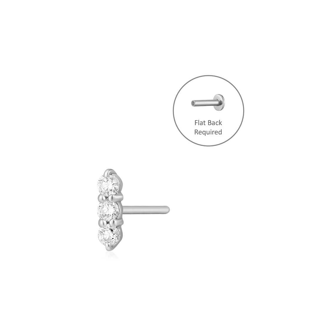 AGNES | Triple Diamond Threadless Flatback Earring