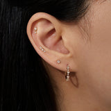 CLARA | Rose Cut Triple White Sapphire Threadless Flatback Earring