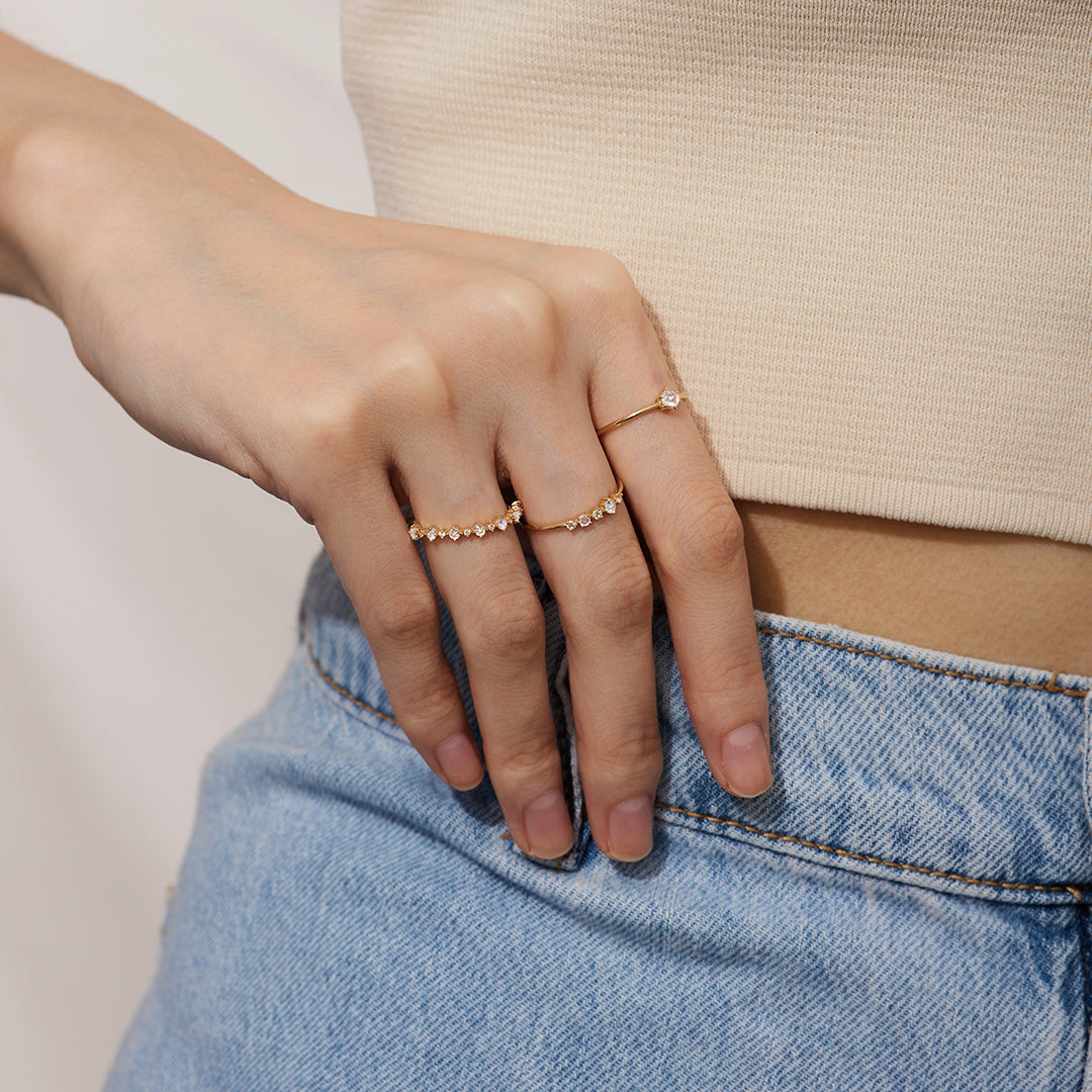 MARGARET | Rose Cut White Sapphire Band Ring Rings AURELIE GI