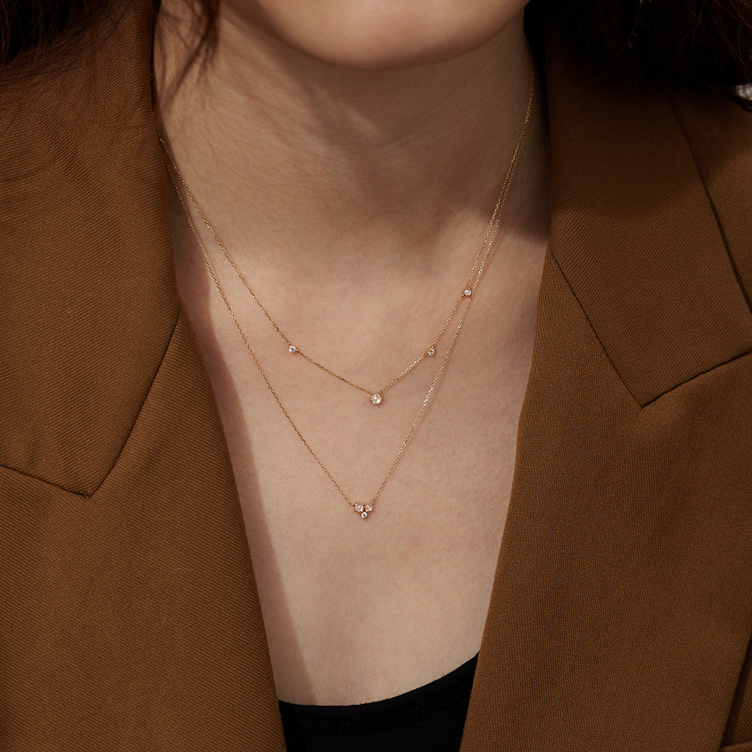 NORMA | Rose Cut Triple White Sapphire Necklace Necklaces AURELIE GI