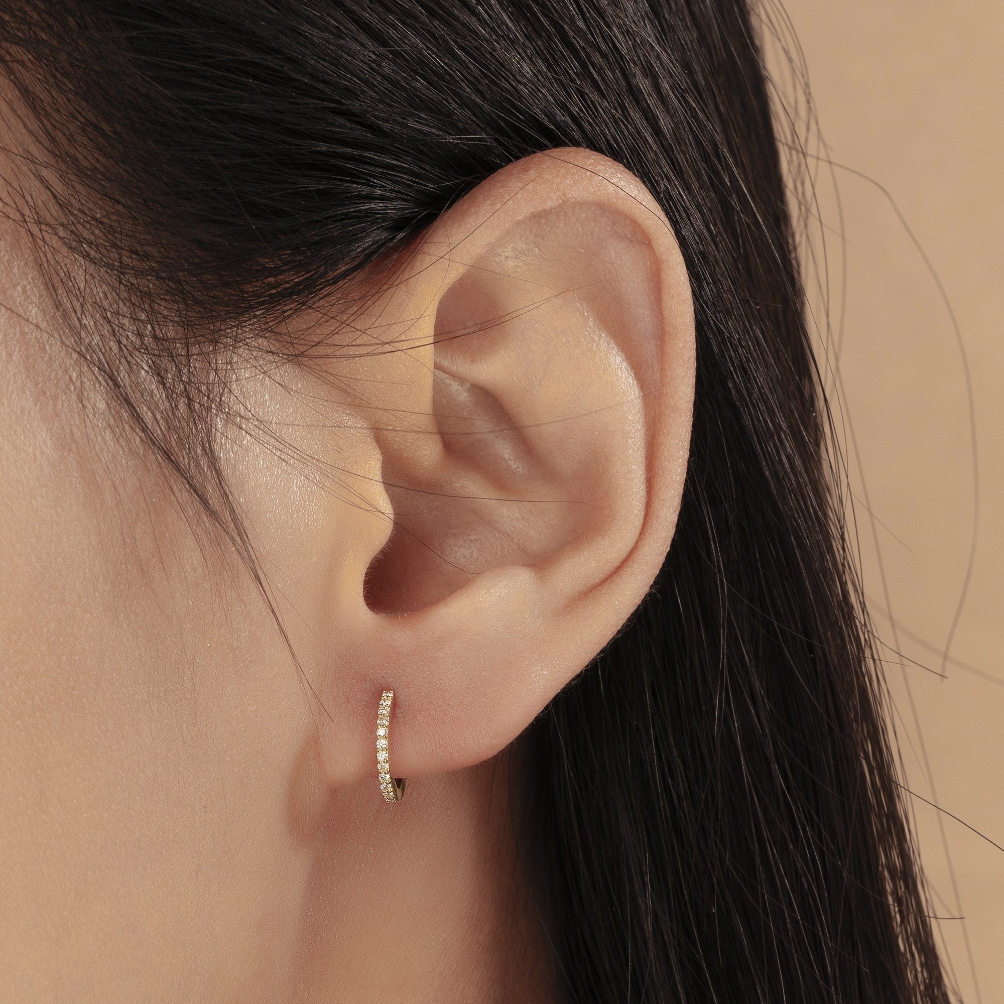 OLA | Single Diamond Pave Huggie Hoops & Huggies AURELIE GI