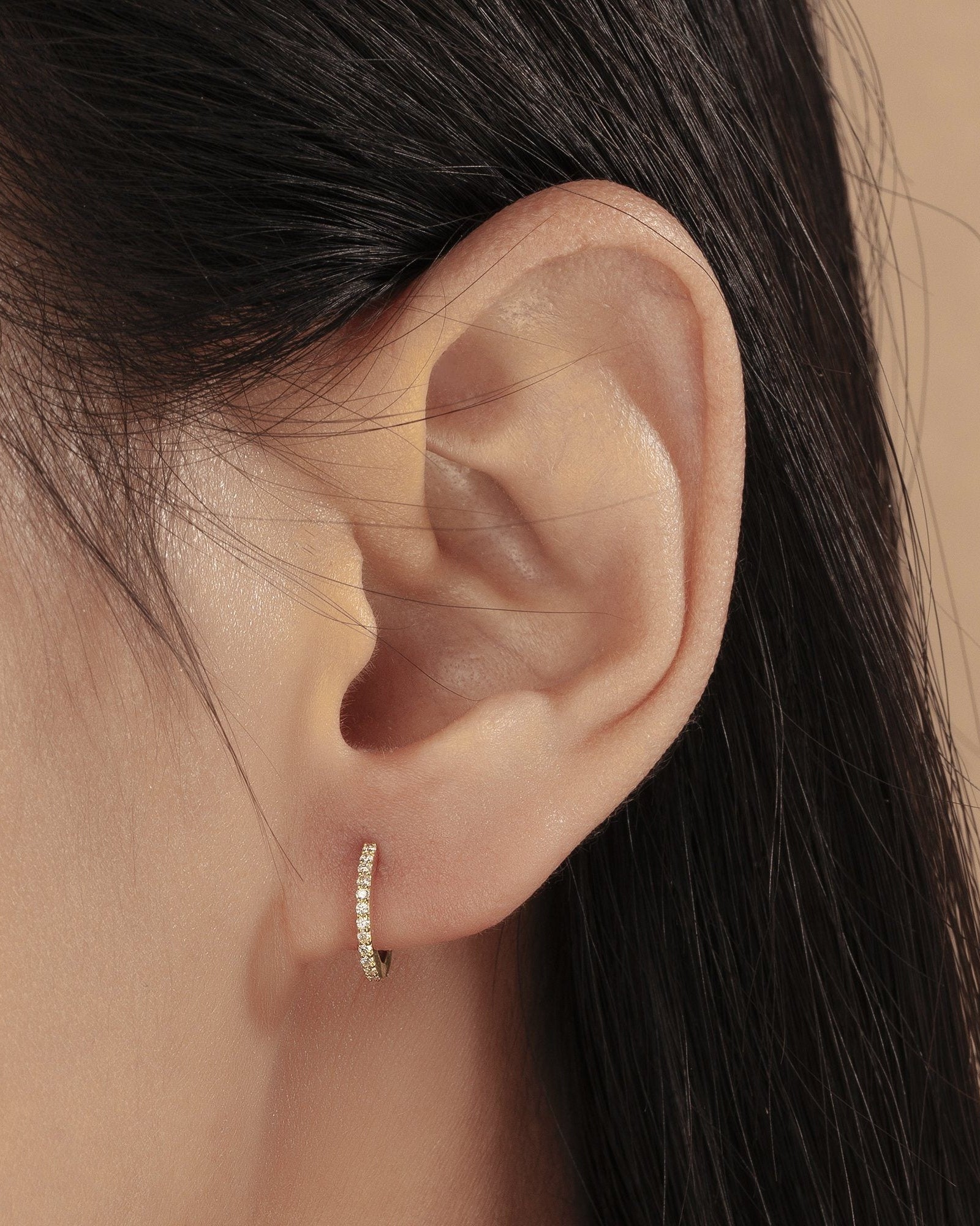 OLA | Single Diamond Pave Huggie Hoops & Huggies AURELIE GI