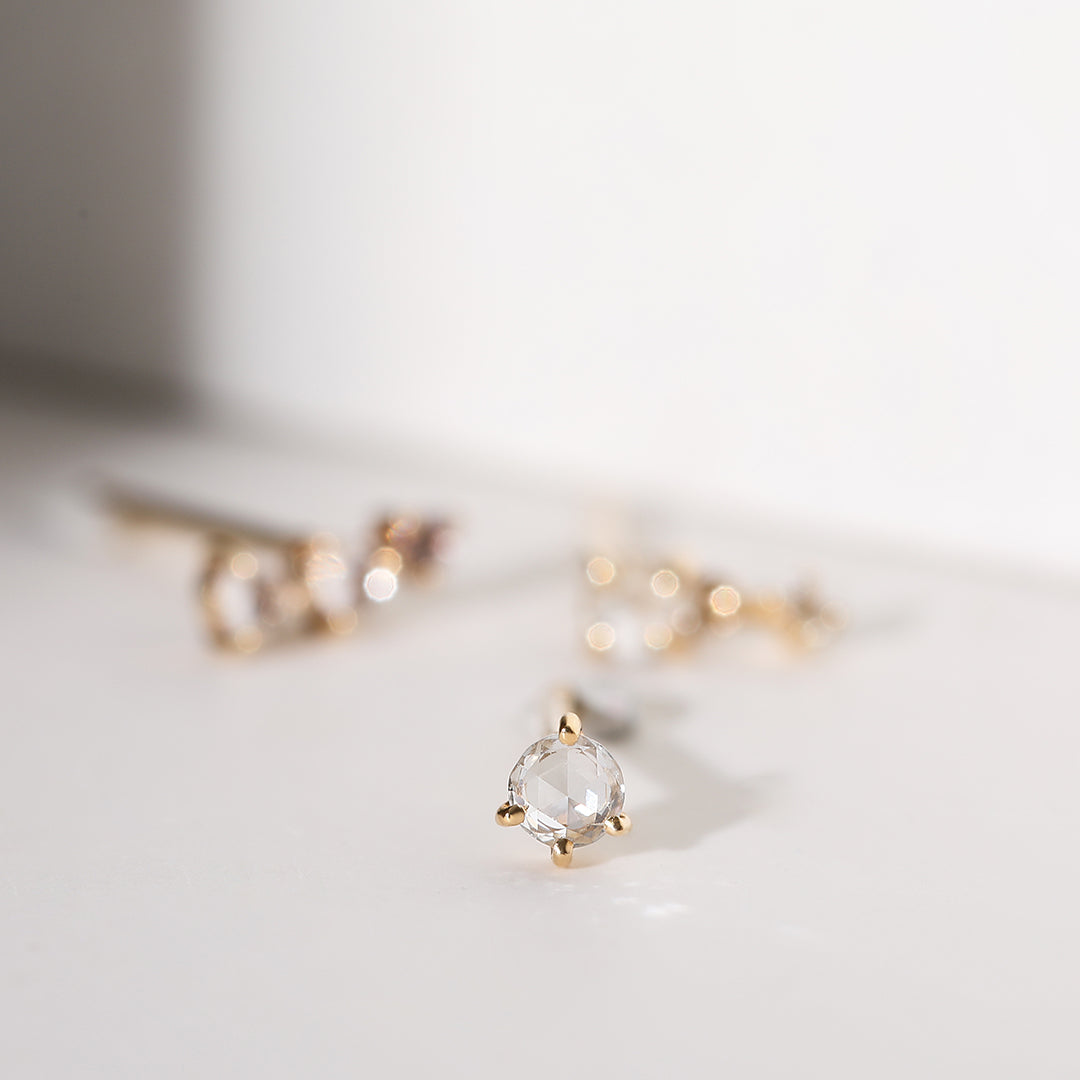 ROSALYN | Rose Cut White Sapphire Solitaire Stud Earring Earrings AURELIE GI