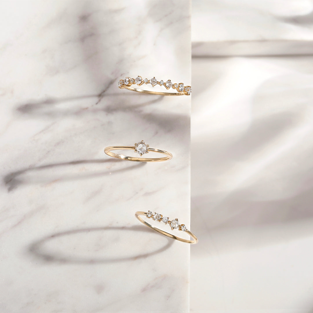 MARGARET | Rose Cut White Sapphire Band Ring Rings AURELIE GI