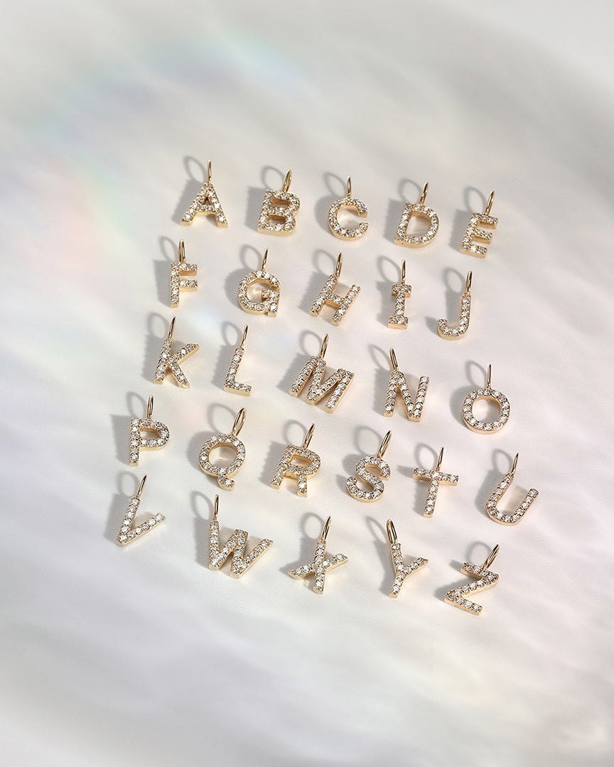 B | Diamond Initial Charm Necklace Charms AURELIE GI