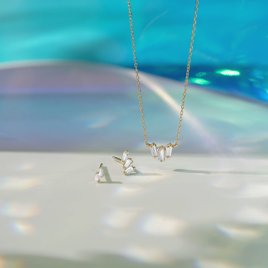 Jaci | Baguette White Sapphire Necklace Necklaces AURELIE GI