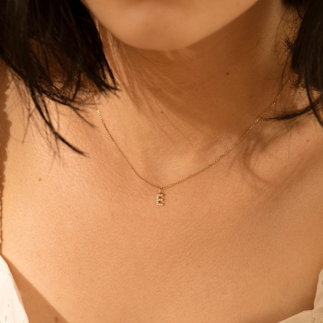 E | Diamond Initial Charm Necklace Charms AURELIE GI