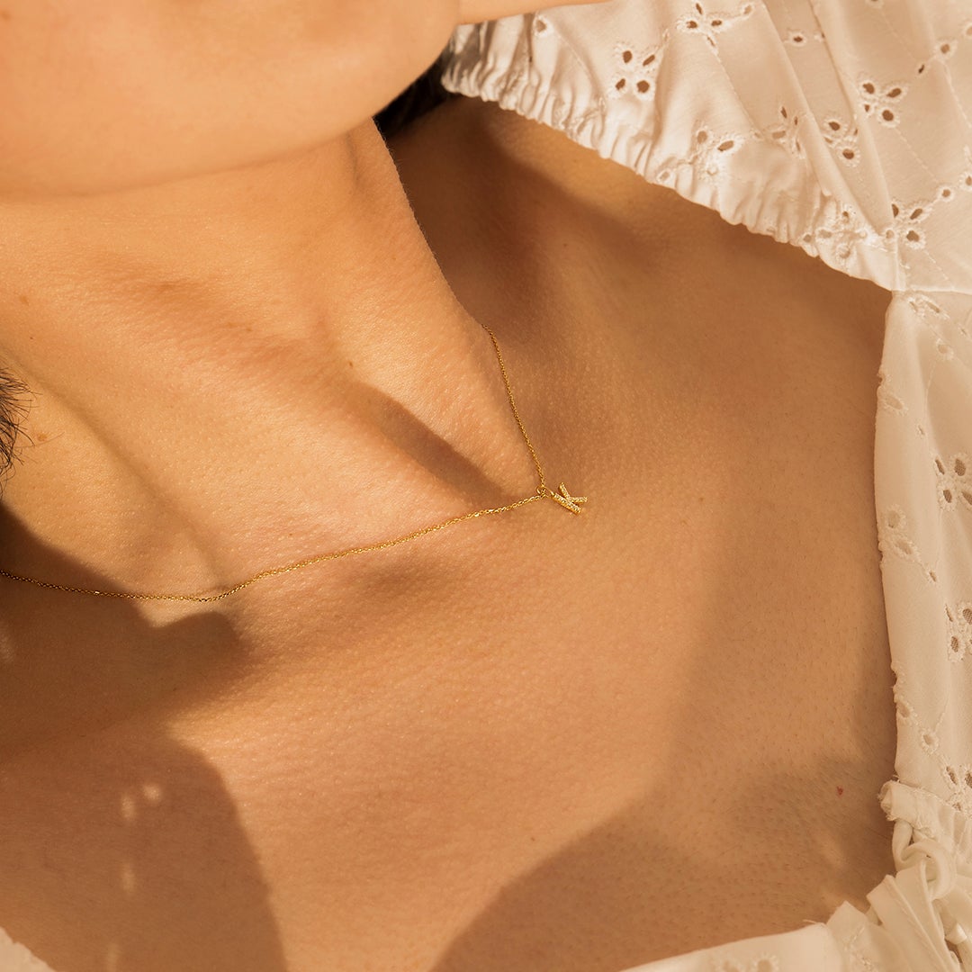 K | Diamond Initial Charm Necklace Charms AURELIE GI