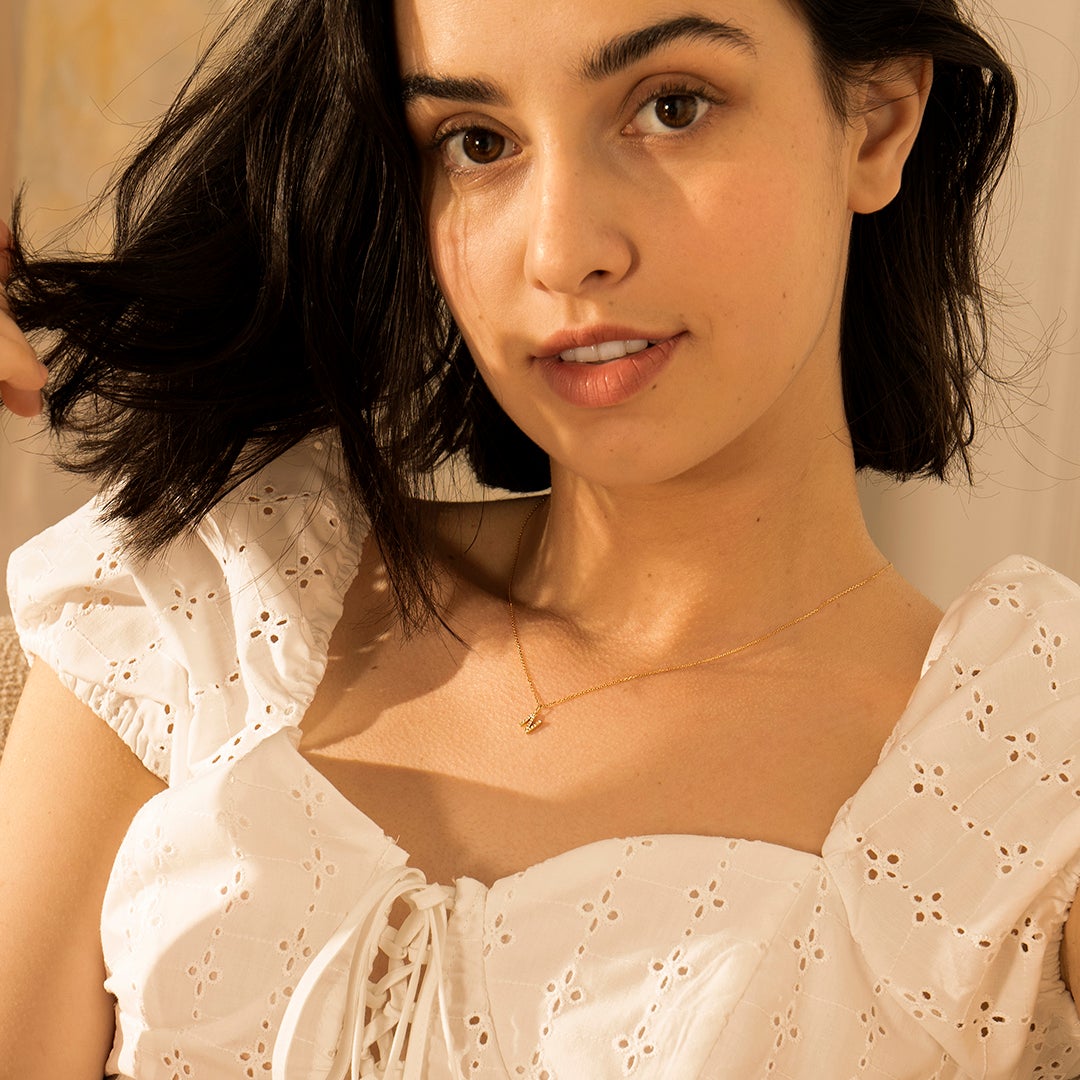 N | Diamond Initial Charm Necklace Charms AURELIE GI