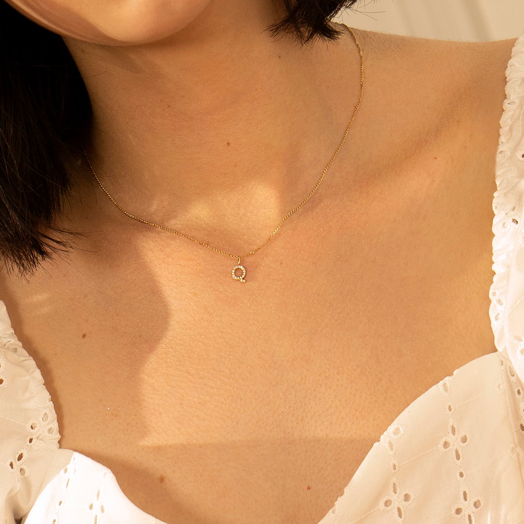 Q | Diamond Initial Charm Necklace Charms AURELIE GI
