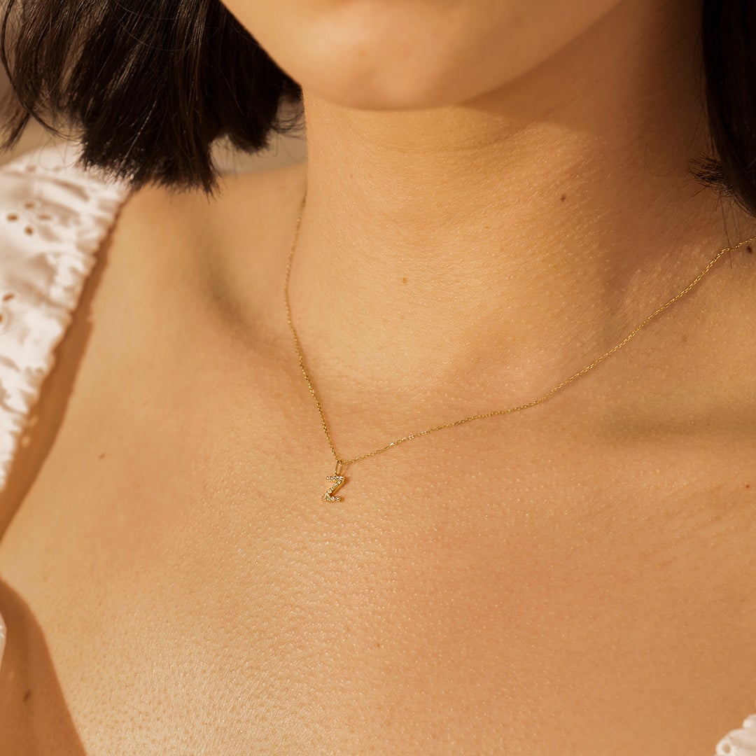 Z | Diamond Initial Charm Necklace Charms AURELIE GI