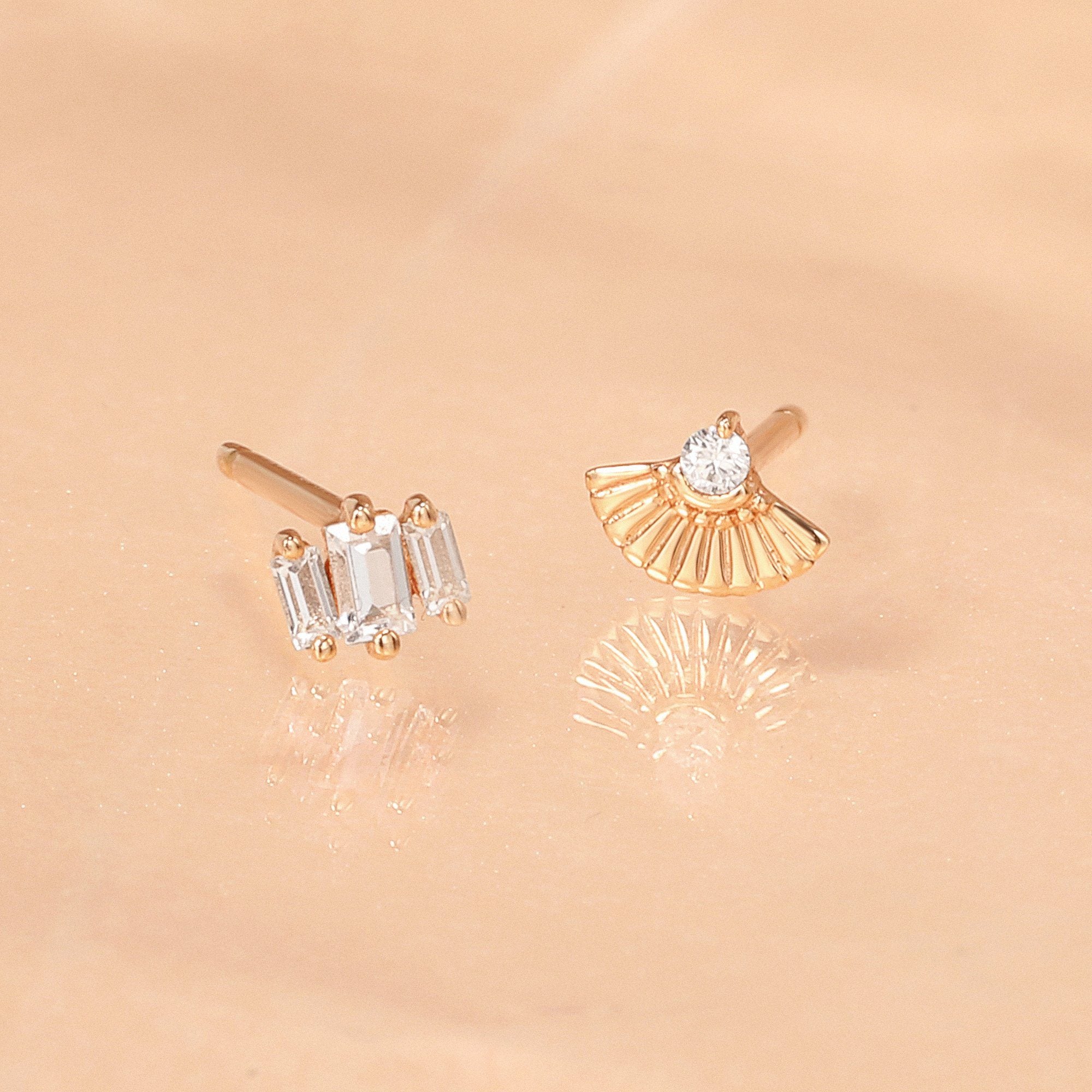 GLORIA | Single Diamond Fan Stud Studs AURELIE GI
