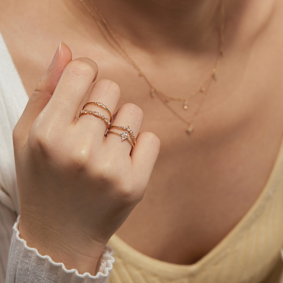 ADORA | Pear and Round White Sapphire Curved Ring Rings AURELIE GI
