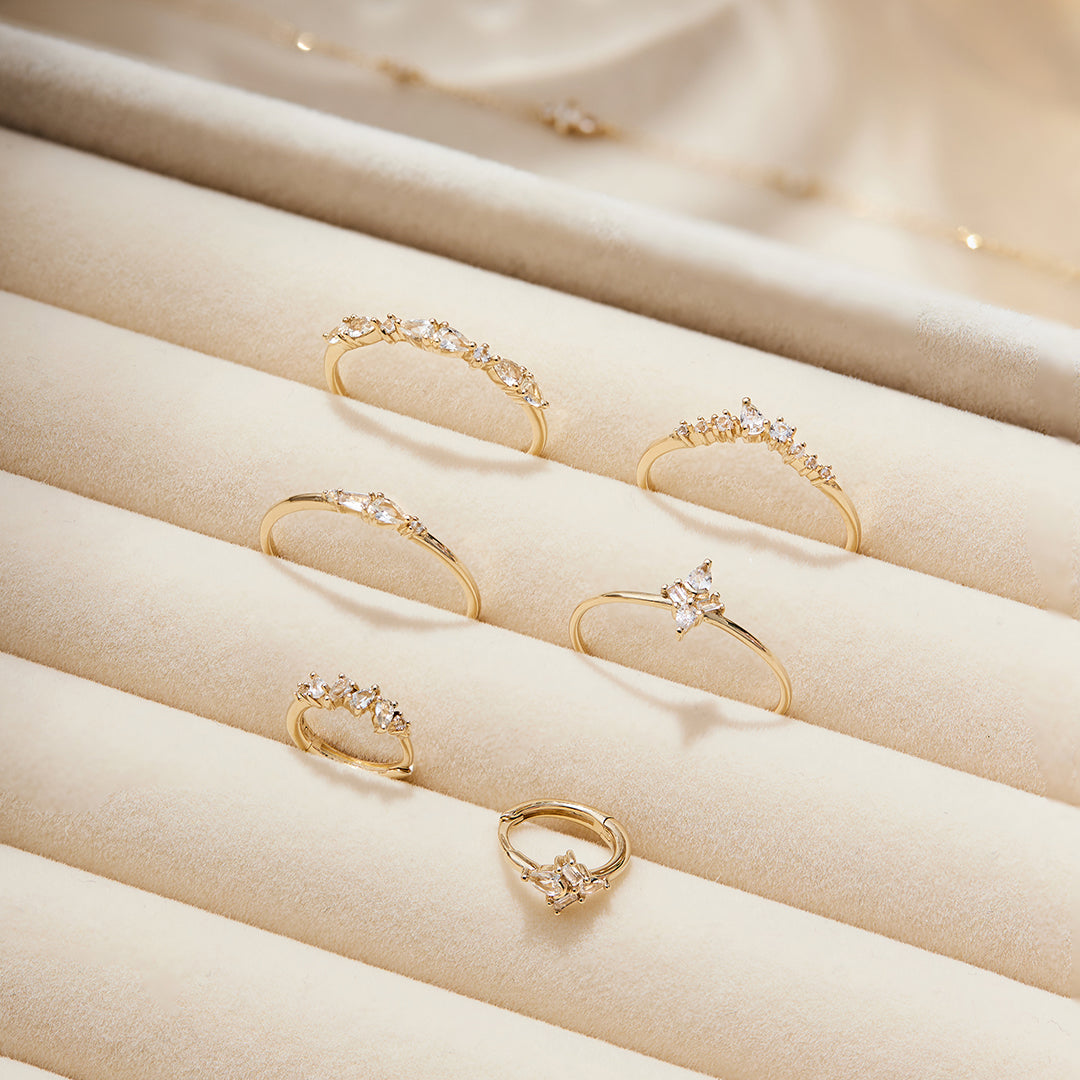 ADORA | Pear and Round White Sapphire Curved Ring Rings AURELIE GI