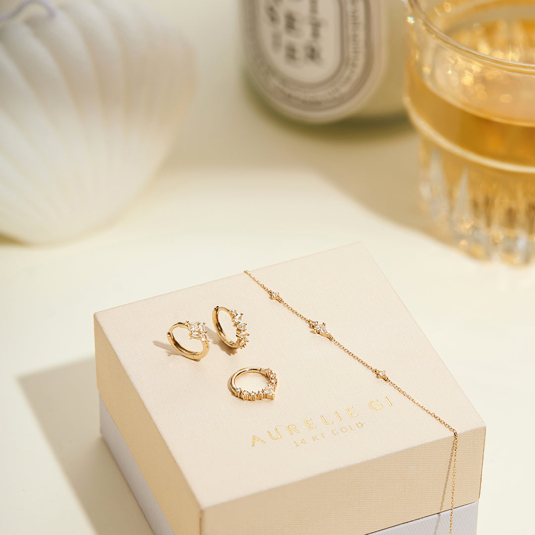 KALENA | Pear and Round White Sapphire Clicker Hoop Earrings AURELIE GI