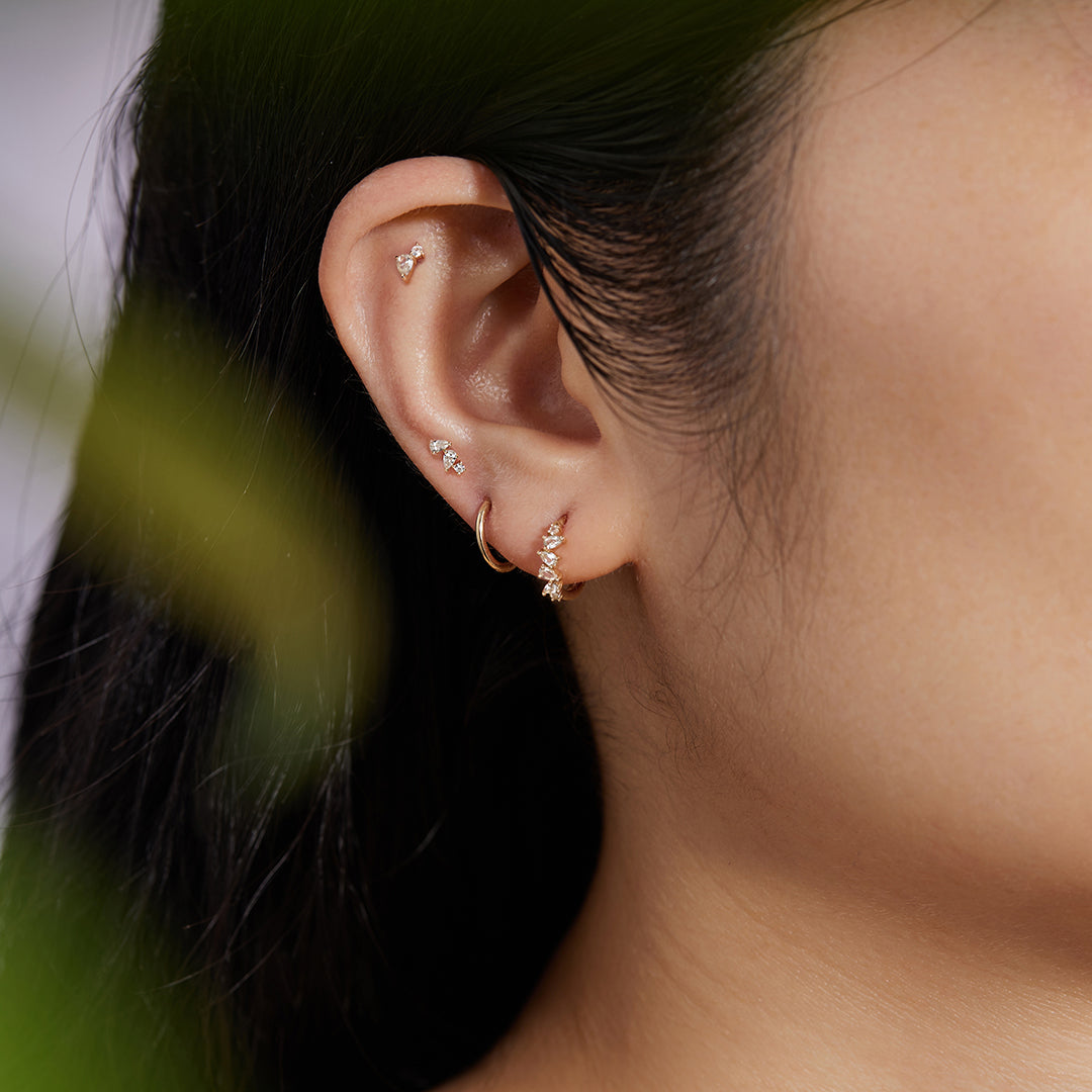 CAMI | Pear and Round White Sapphire Stud Earring Earrings AURELIE GI
