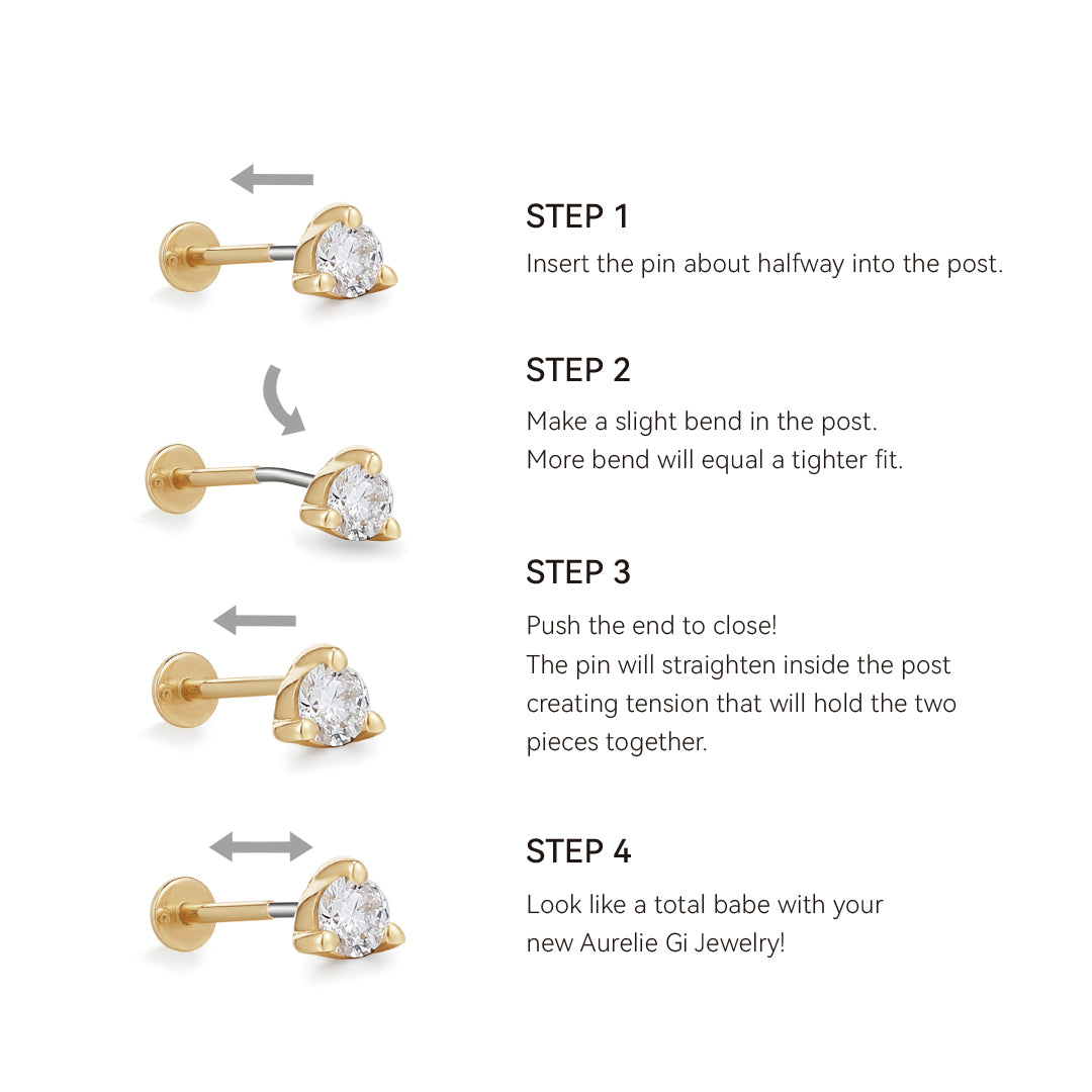 ALESSA | White Sapphire Triple Cluster Threadless Flatback Earring