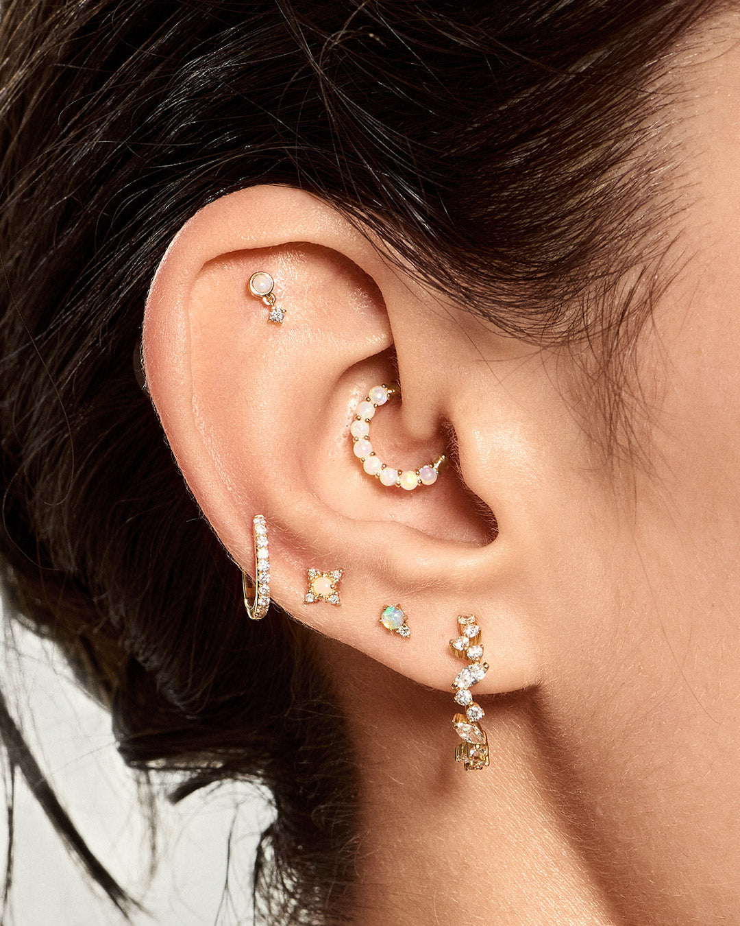 Bezel Opal & Diamond Dangle Threadless End