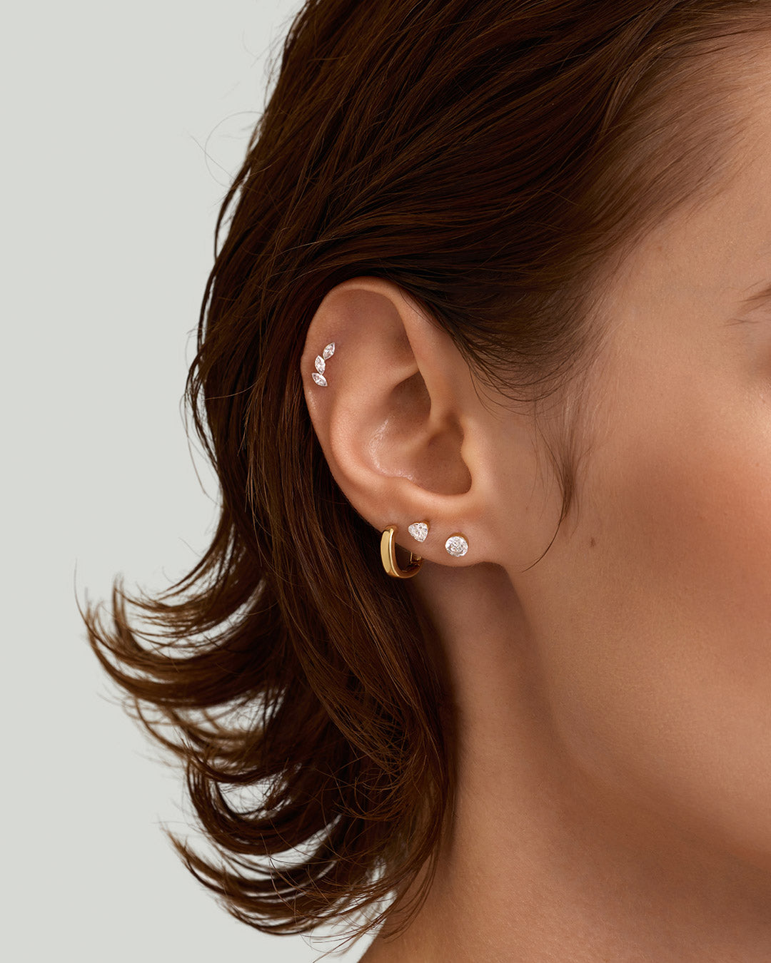 Marquise Trio Lab Grown Diamond Flatback Stud