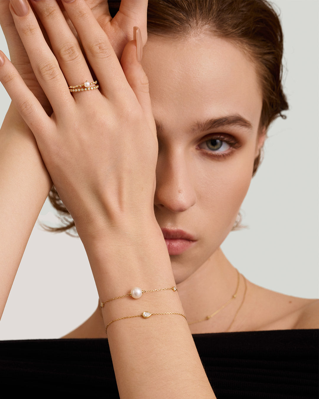 Pearl and Lab Grown Diamond Ring