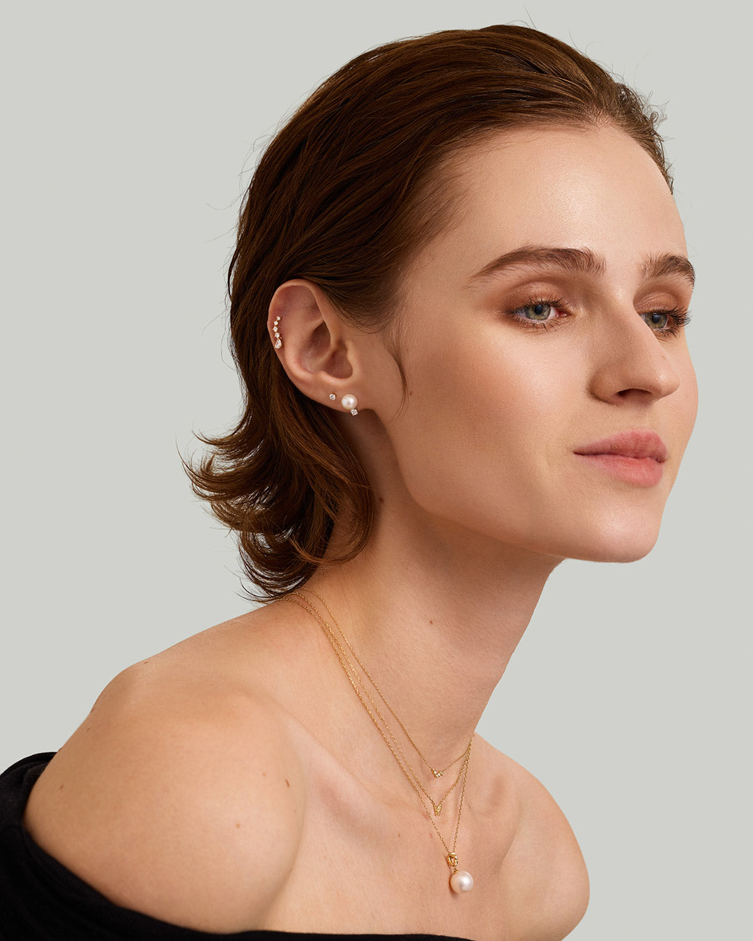 NUA | Pearl with Lab Grown Diamond Accent Single Stud Earring