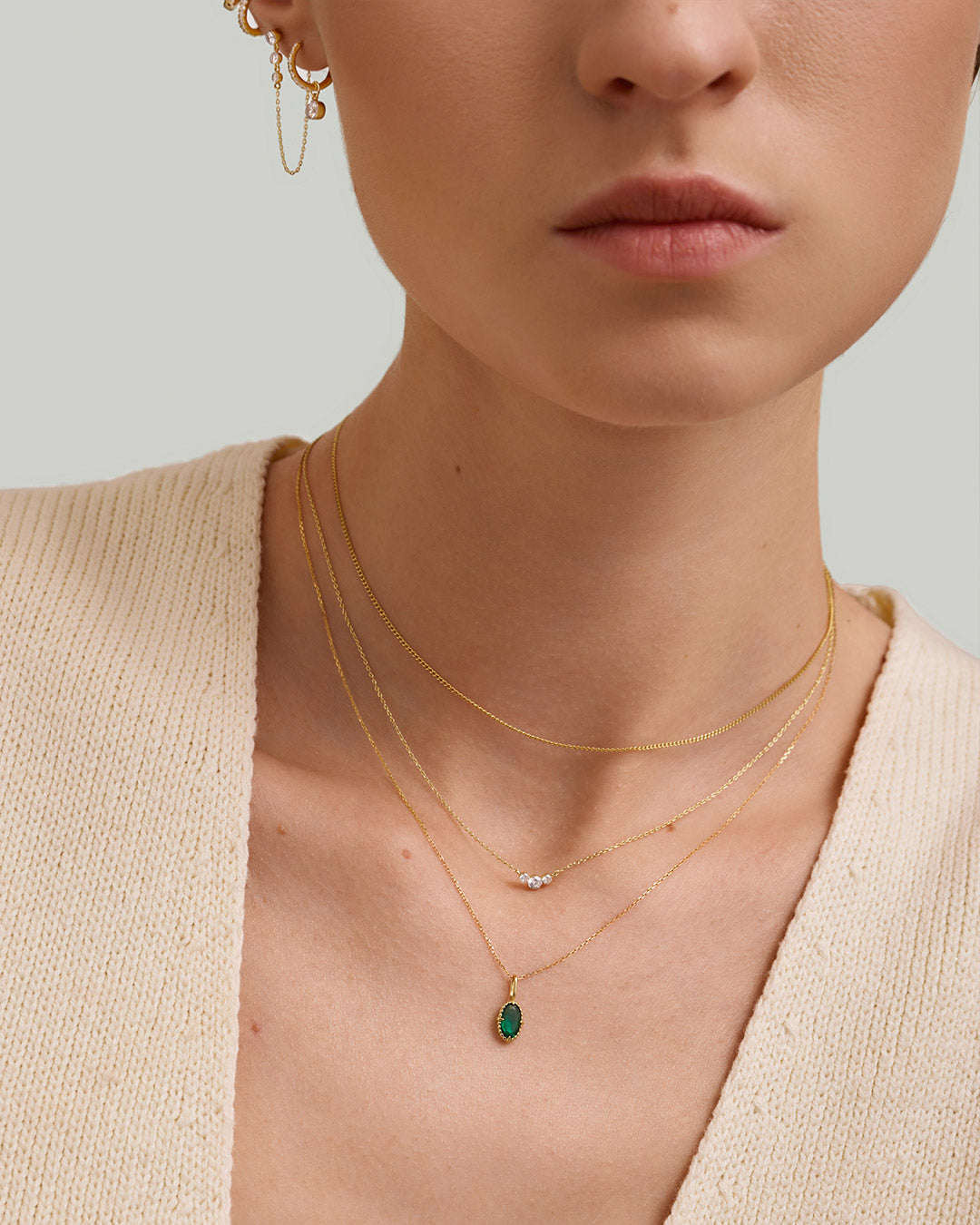 Lab Grown Emerald Necklace Charm