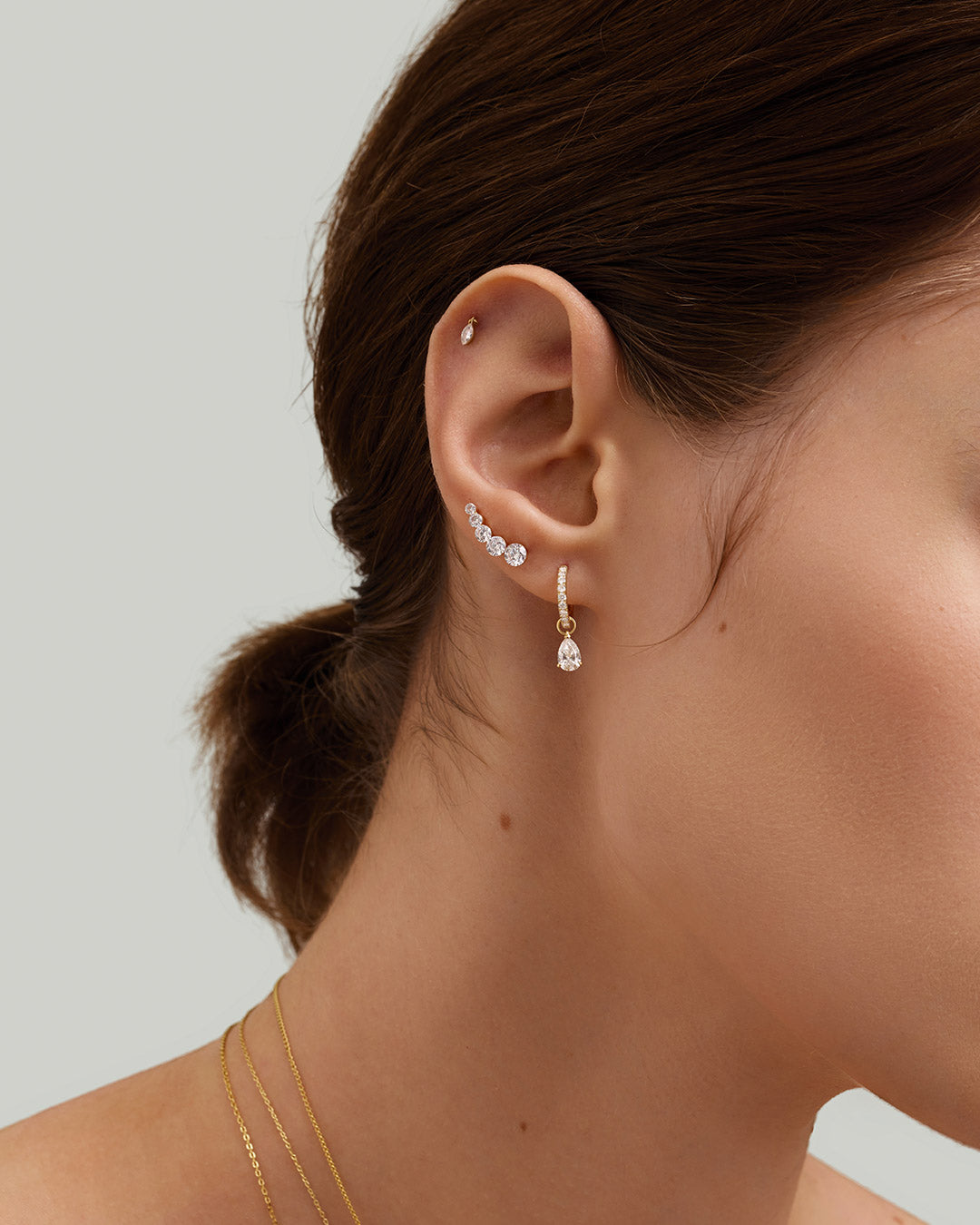 Graduated Lab Grown Diamond Curve Flatback Stud