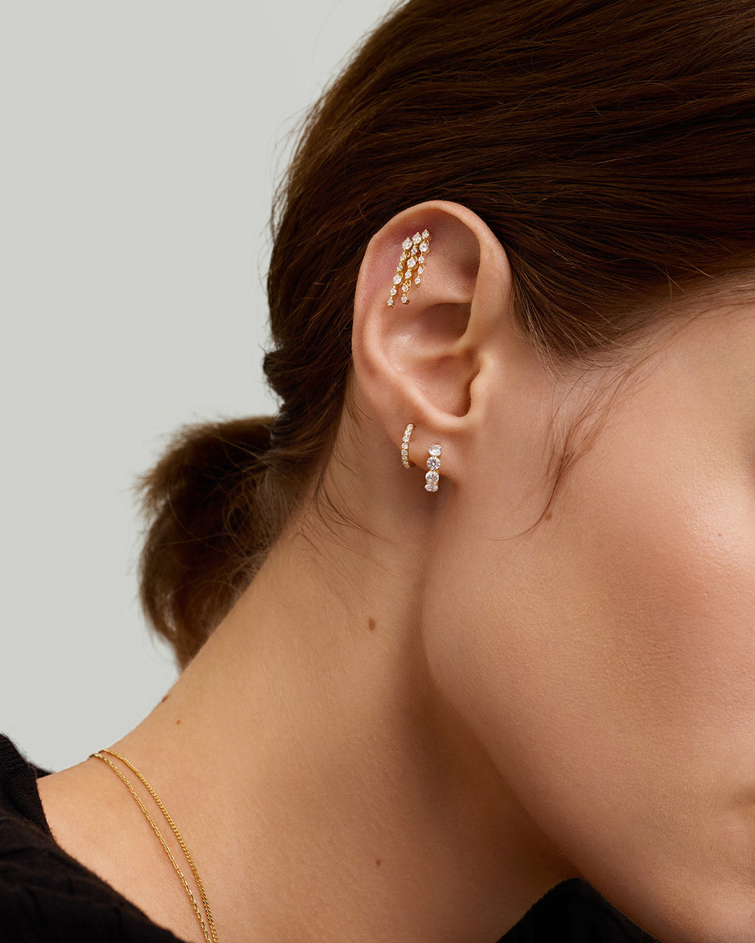 3-Row Dangling Lab Grown Diamonds Threaded Flatback