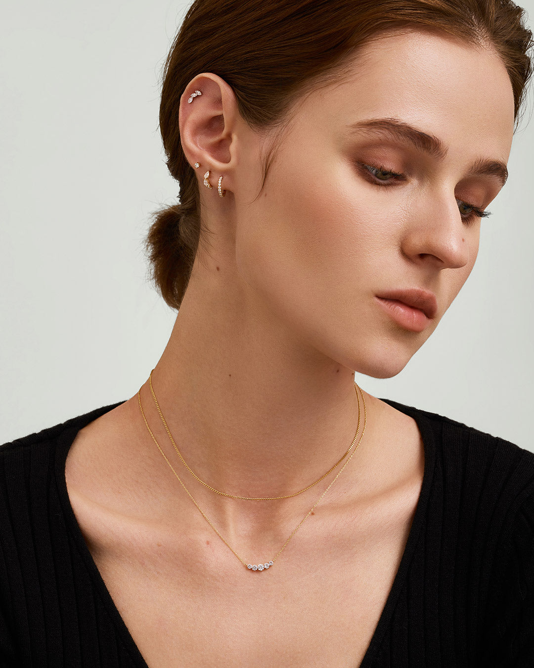 Graduated Lab Grown Diamond Curve Necklace