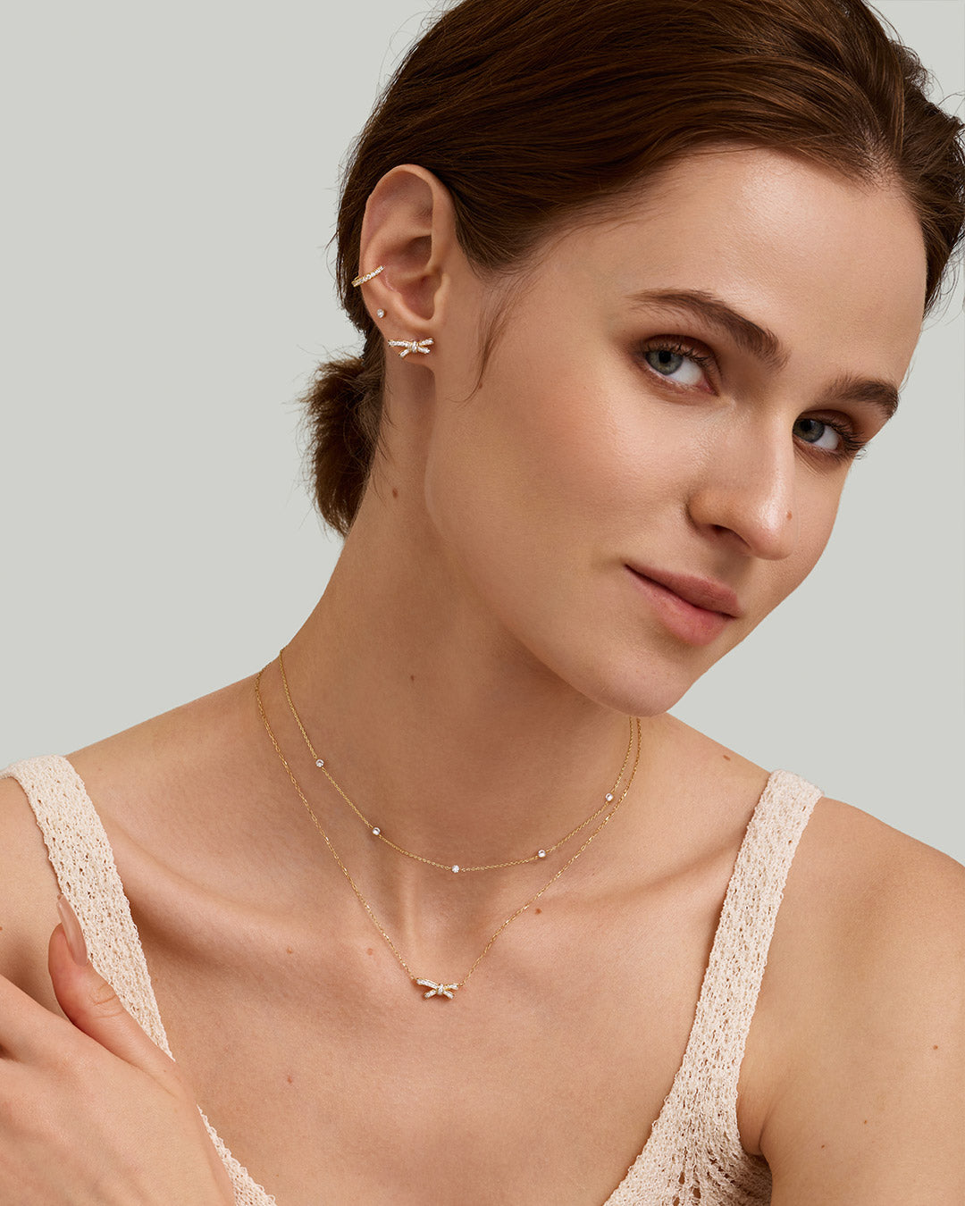 Lab Grown Diamond Bow Pair Stud Earrings