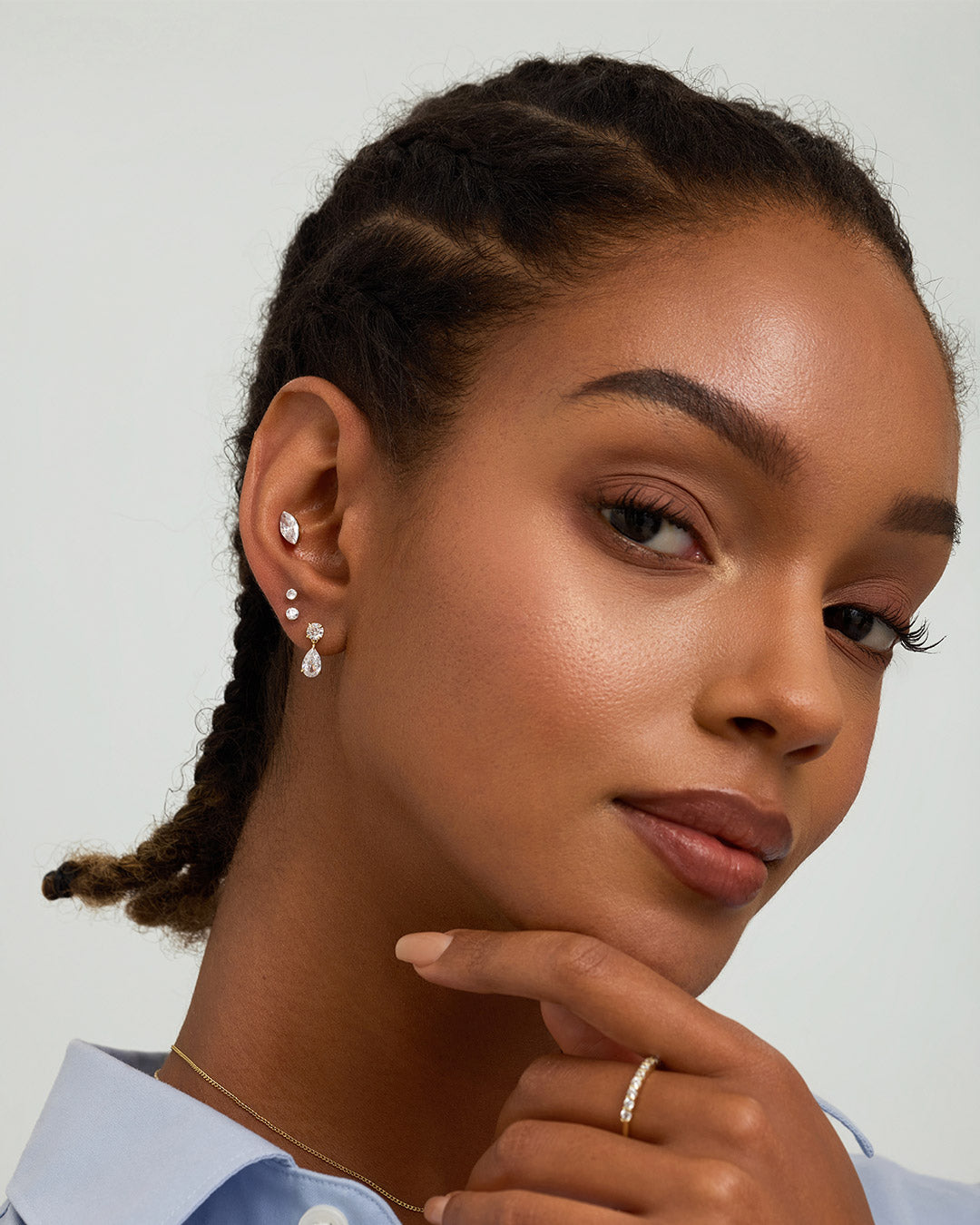 Drop Pear & Round Lab Grown Diamond Single Stud