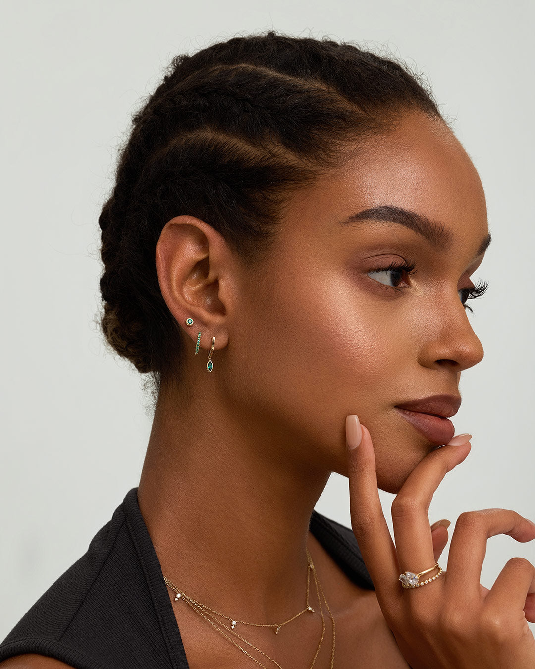 Dangle Marquise Lab Grown Emerald Huggie