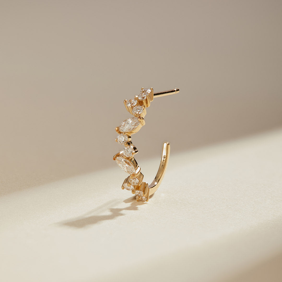 LEANDRA | Marquise and Round Lab Grown Diamond Single Huggie