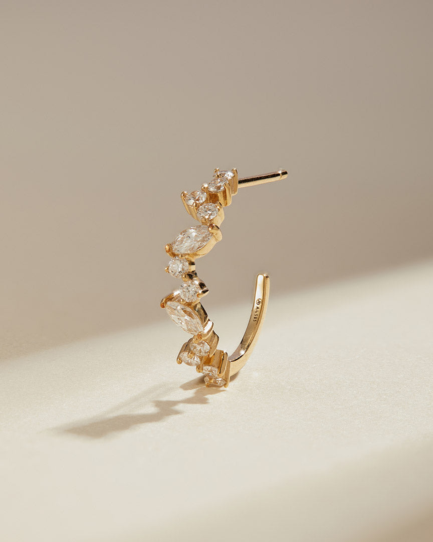 LEANDRA | Marquise and Round Lab Grown Diamond Single Huggie