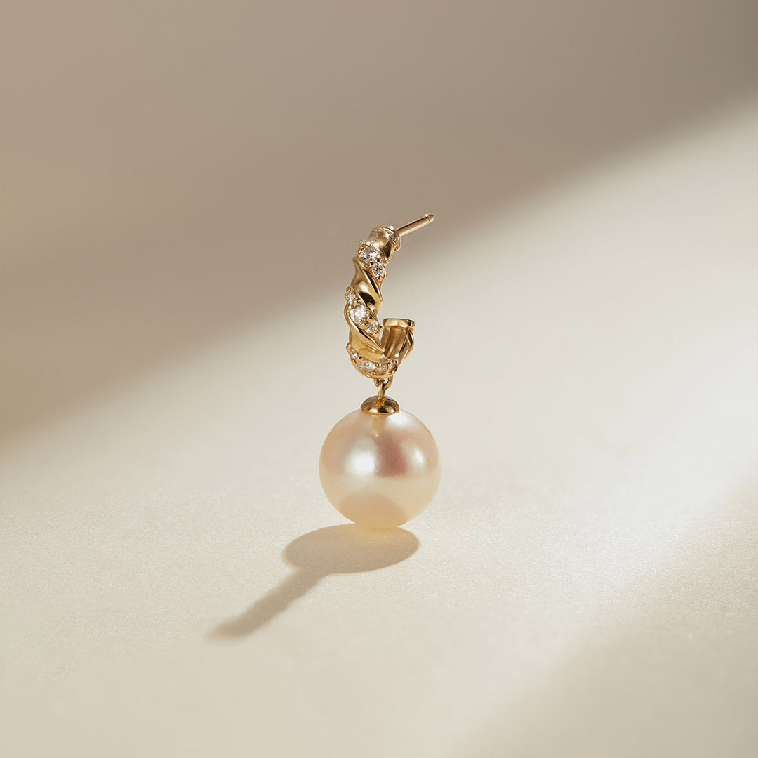 Aurelie gi Pearl and Lab Grown Diamond Dangling Single Stud Earring
