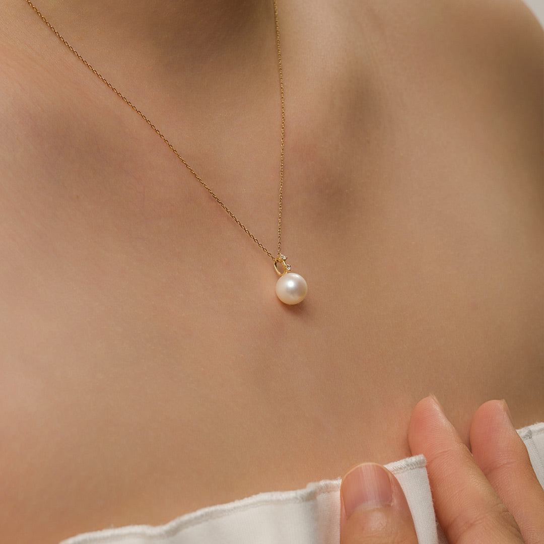 aurelie gi Pearl with Lab Grown Diamond Accent Necklace
