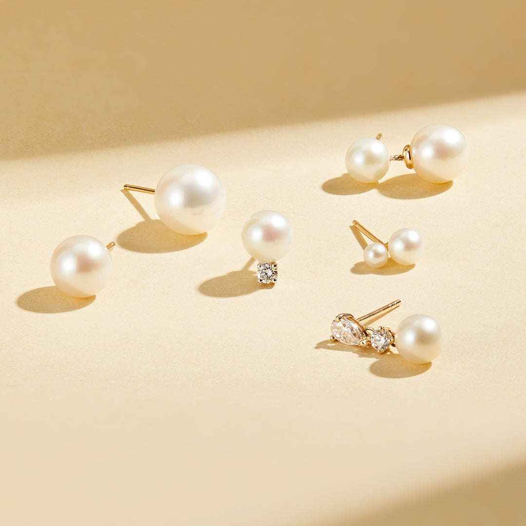 aurelie gi 14k Pearl with Lab Grown Diamond Accent Single Stud Earring