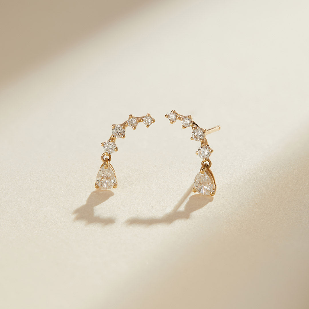 ADALYNN | Pear and Round Lab Grown Diamonds Pair Stud Earrings