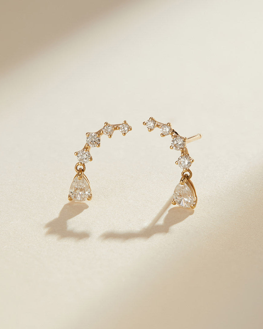 ADALYNN | Pear and Round Lab Grown Diamonds Pair Stud Earrings